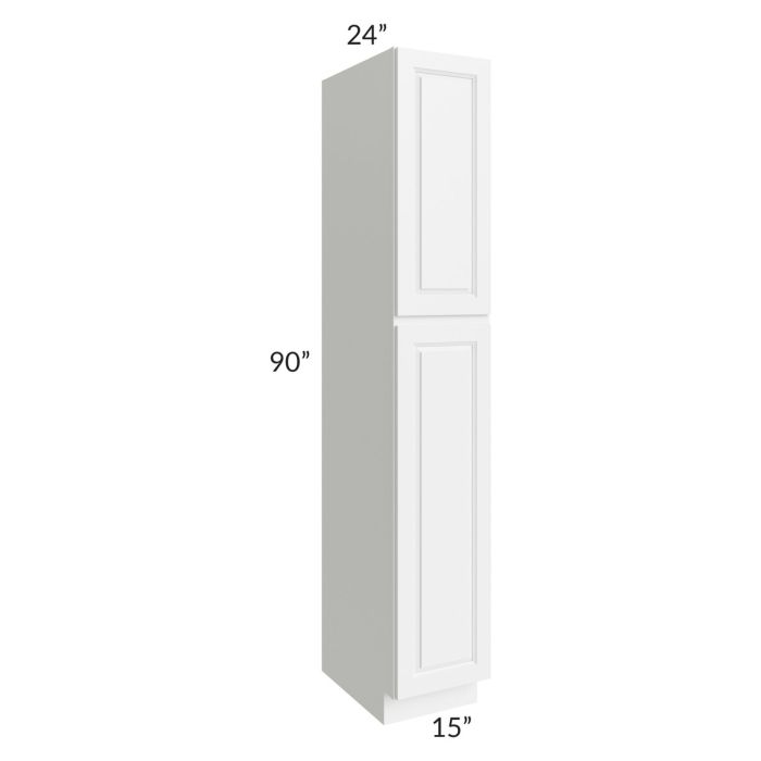 RTA Dakota White 15" x 90" Wall Pantry with 1 Decorative End Panel and 4 Roll Out Trays