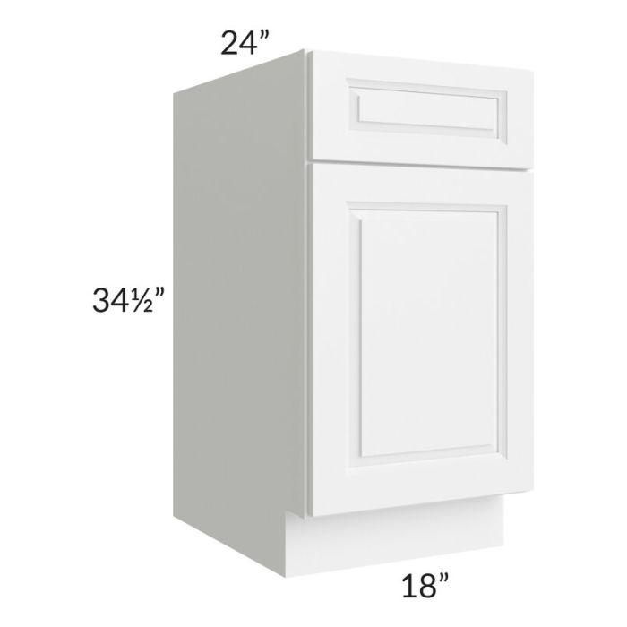 RTA Dakota White 18" Base Cabinet wiith 2 Decorative End Panels and 2 Roll Out Trays