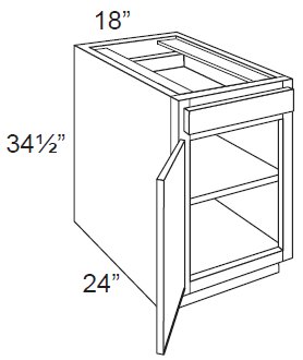 RTA Dakota White 18" Base Cabinet wiith 2 Decorative End Panels and 2 Roll Out Trays