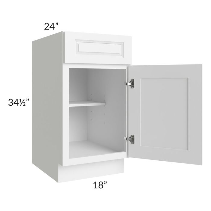 RTA Dakota White 18" Base Cabinet with 2 Roll Out Trays