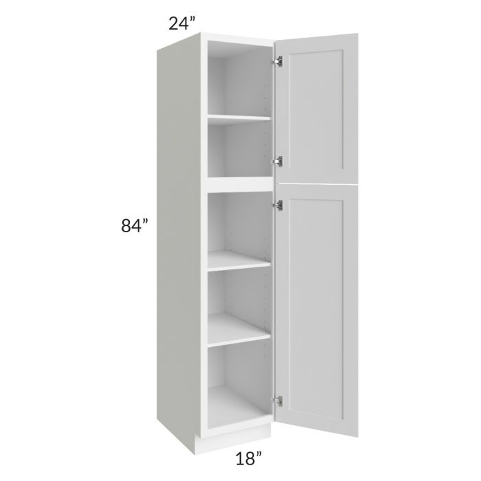 RTA Dakota White 18" x 84" Wall Pantry with 2 Decorative End Panels and 2 Roll Out Trays