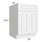 RTA Dakota White 24" Base Cabinet with 1 Decorative End Panel and 2 Roll Out Trays