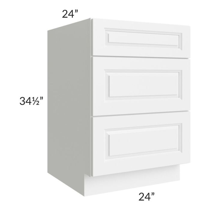 RTA Dakota White 24" Drawer Base Cabinet with 2 Decorative End Panels