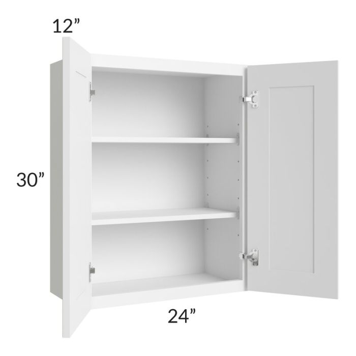 RTA Dakota White 24" x 30" Wall Cabinet with 1 Decorative End Panel