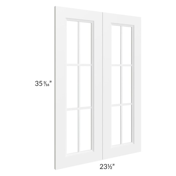 RTA Dakota White 24" x 36" Mullion Glass Doors Only with Glass Included