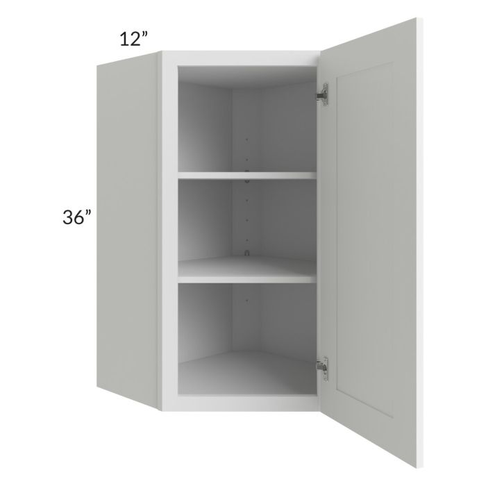 RTA Dakota White 24" x 36" Wall Diagonal Corner Cabinet with Mullion Glass Door
