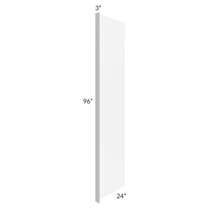 RTA Dakota White 24" x 96" Refrigerator End Panel with a 3" Return - Cut in Half