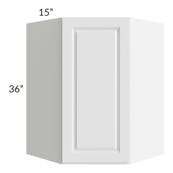 RTA Dakota White 27" x 36" x 15" Wall Diagonal Corner Cabinet