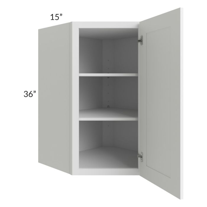 RTA Dakota White 27" x 36" x 15" Wall Diagonal Corner Cabinet