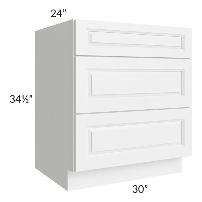 RTA Dakota White 30" Drawer Base Cabinet with 1 Decorative End Panel