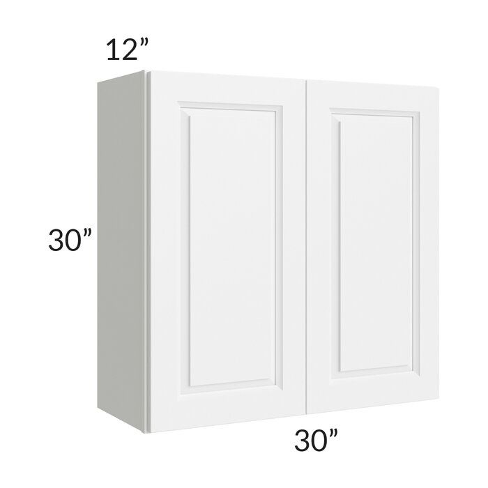 RTA Dakota White 30" x 30" Wall Cabinet with 1 Decorative End Panel
