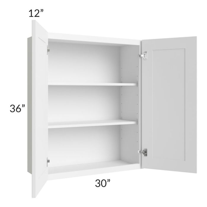 RTA Dakota White 30" x 36" Wall Cabinet with Mullion Glass Door