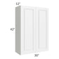RTA Dakota White 30" x 42" Wall Cabinet with 2 Decorative End Panels and Mullion Glass Door