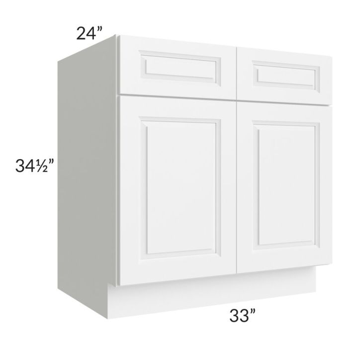 RTA Dakota White 33" Base Cabinet with 2 Decorative End Panels and 1 Roll Out Trays