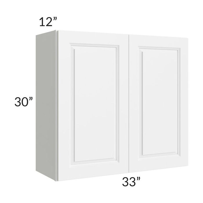 RTA Dakota White 33" x 30" Wall Cabinet with 1 Decorative End Panel