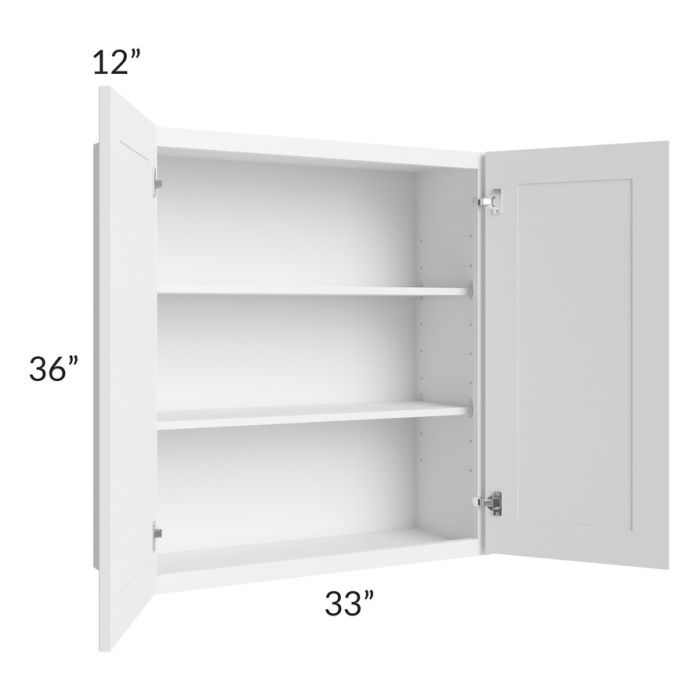 RTA Dakota White 33" x 36" Wall Cabinet with 1 Decorative End Panel