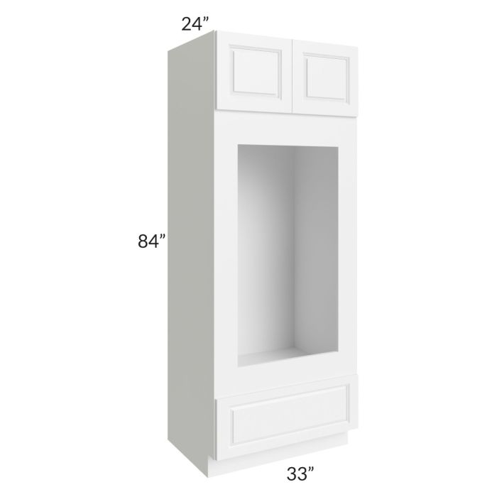 RTA Dakota White 33" x 84" Double Oven or Oven/Microwave Cabinet with 2 Decorative End Panels