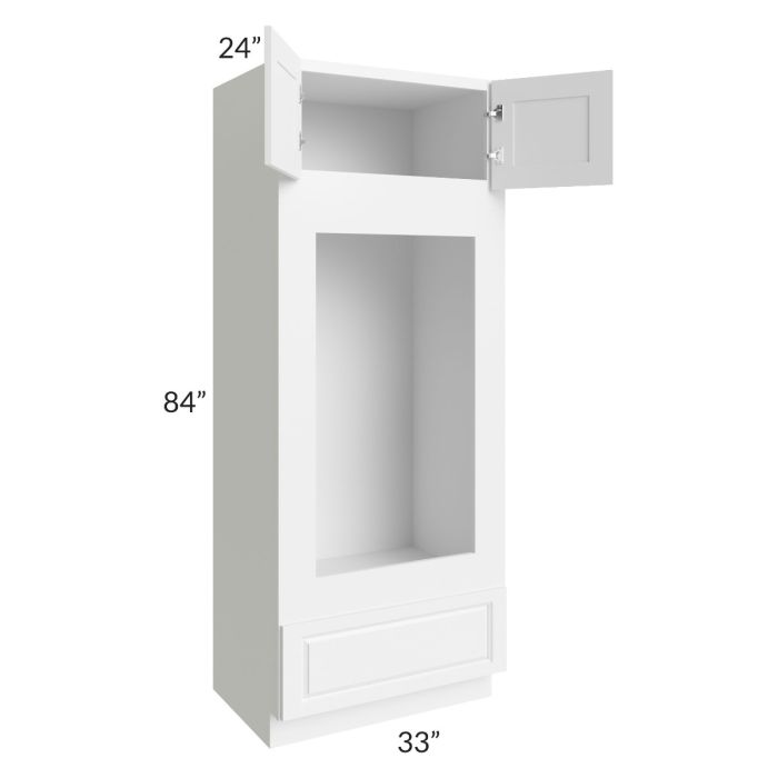RTA Dakota White 33" x 84" Double Oven or Oven/Microwave Cabinet with 2 Decorative End Panels