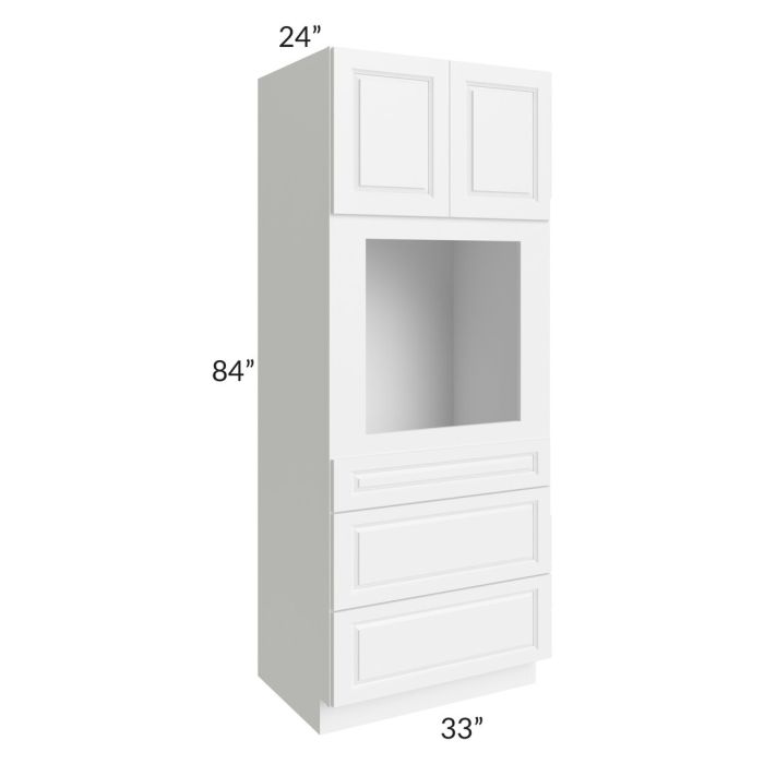 RTA Dakota White 33" x 84" Oven Cabinet with 2 Decorative End Panels