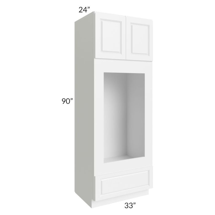 RTA Dakota White 33" x 90" Double Oven or Oven/Microwave Cabinet with 1 Decorative End Panel