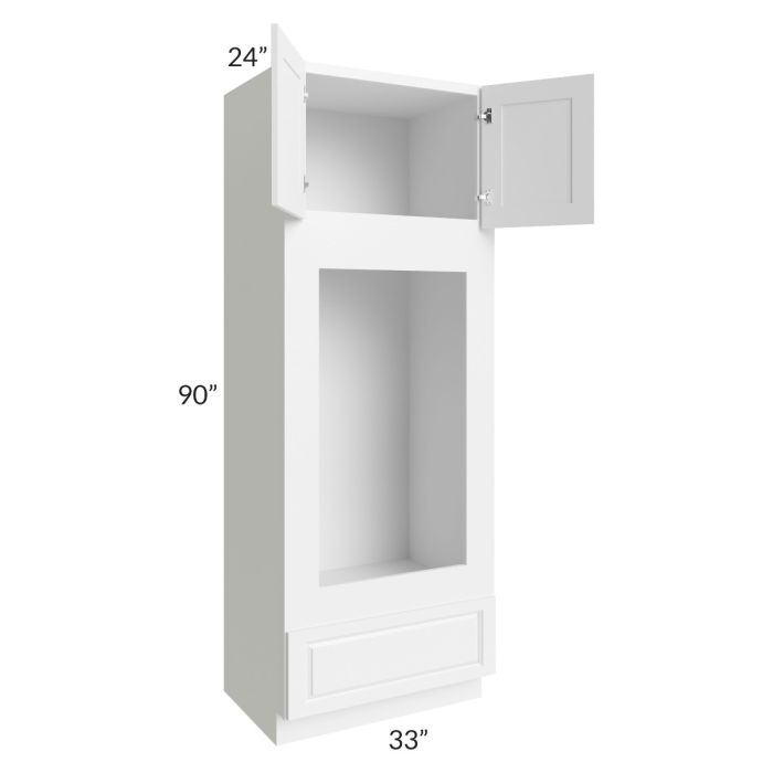 RTA Dakota White 33" x 90" Double Oven or Oven/Microwave Cabinet with 1 Decorative End Panel