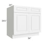 RTA Dakota White 36" Base Cabinet with 2 Decorative End Panels and 2 Roll Out Trays