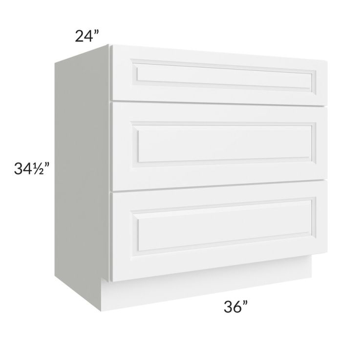 RTA Dakota White 36" Drawer Base Cabinet with 1 Decorative End Panel