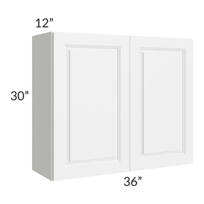 RTA Dakota White 36" x 30" Wall Cabinet with Mullion Glass Door