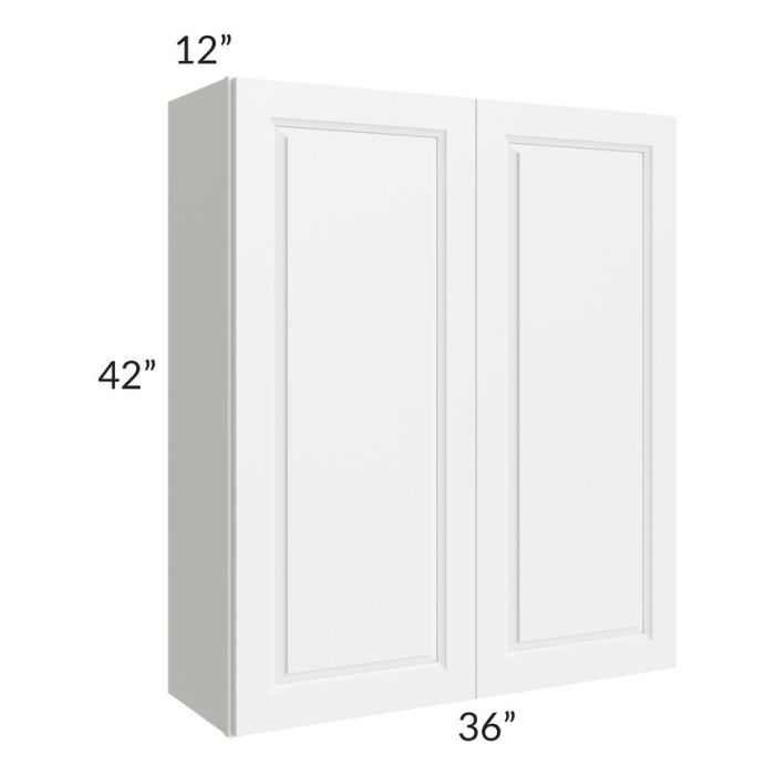 RTA Dakota White 36" x 42" Wall Cabinet with 1 Decorative End Panel