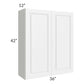 RTA Dakota White 36" x 42" Wall Cabinet with 1 Decorative End Panel and Mullion Glass Door