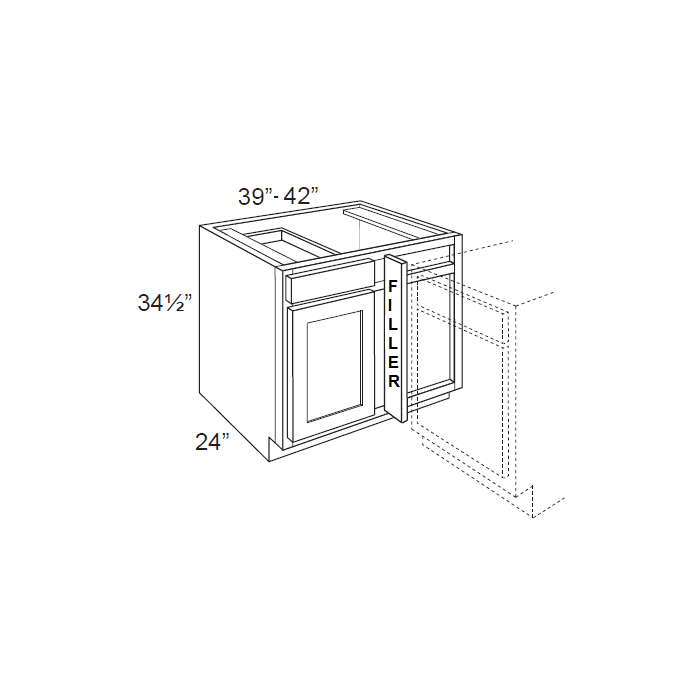 RTA Dakota White 39"-42" Blind Base Corner Cabinet