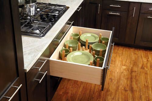 RTA Drawer Peg System with Wood Pegs for 36" and 39" Wide Base Cabinet