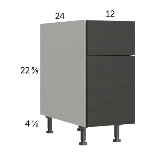 RTA Euro Cafe 12" 2-Drawer Desk Base Cabinet with 1 Finished End Panel