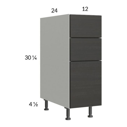 RTA Euro Cafe 12" 3-Drawer Base Cabinet with 2 Finished End Panels