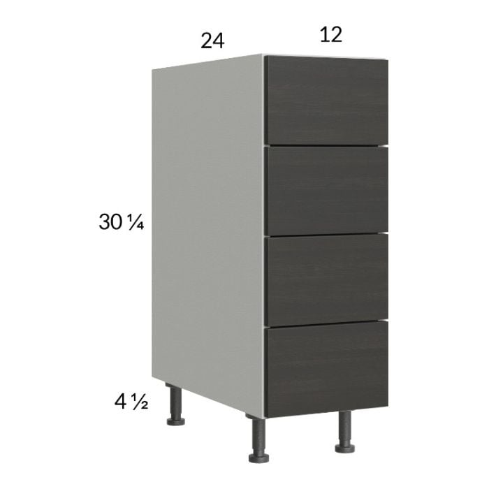RTA Euro Cafe 12" 4-Drawer Base Cabinet with 1 Finished End Panel