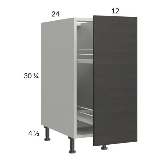 RTA Euro Cafe 12" Full Height Door Base Pullout Cabinet with 2 Finished End Panels