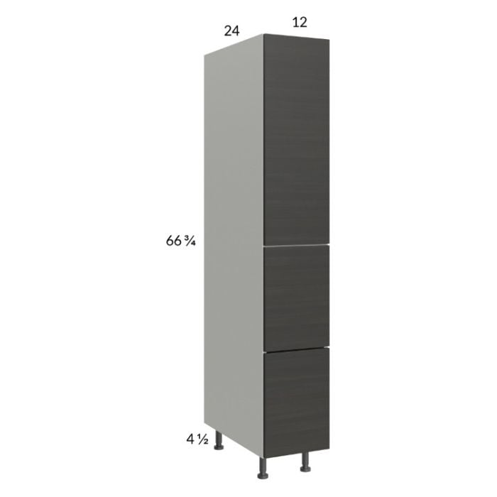 RTA Euro Cafe 12" x 71-1/4" Utility Cabinet with 1 Door, 2 Drawers, 1 Inner Drawer, and 1 Finished End Panel