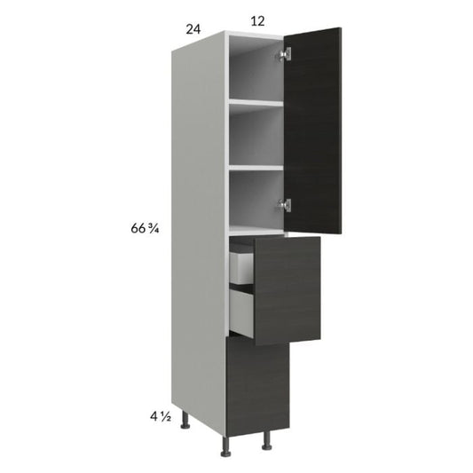 RTA Euro Cafe 12" x 71-1/4" Utility Cabinet with 1 Door, 2 Drawers, 1 Inner Drawer, and 1 Finished End Panel