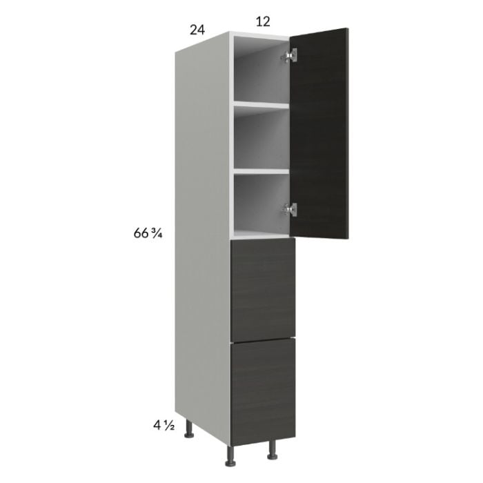 RTA Euro Cafe 12" x 71-1/4" Utility Cabinet with 1 Door and 2 Drawers