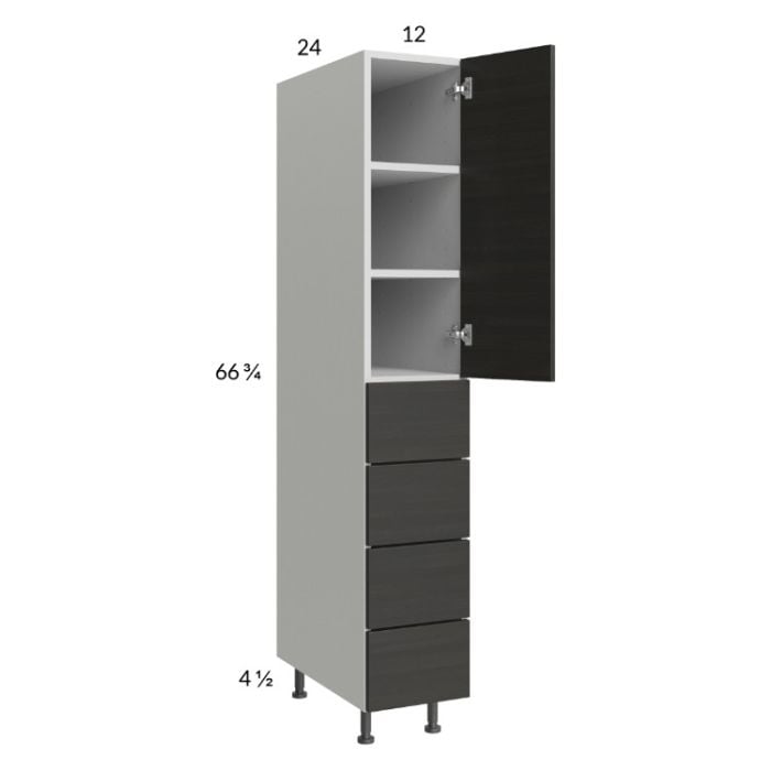RTA Euro Cafe 12" x 71-1/4" Utility Cabinet with 1 Door and 4 Drawers