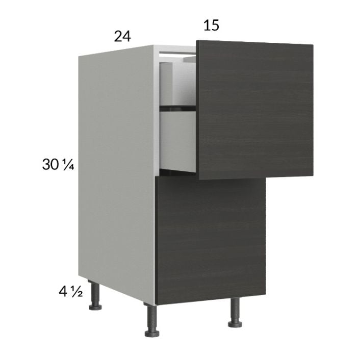 RTA Euro Cafe 15" 2-Drawer Base Cabinet with 1 Inner Drawer and 1 Finished End Panel