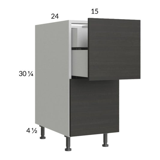 RTA Euro Cafe 15" 2-Drawer Base Cabinet with 1 Inner Drawer