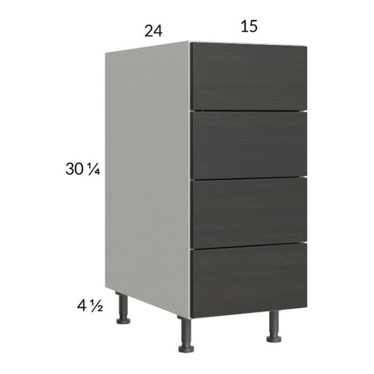 RTA Euro Cafe 15" 4-Drawer Base Cabinet with 2 Finished End Panels