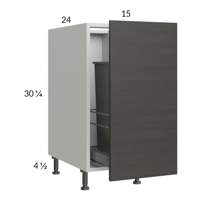 RTA Euro Cafe 15" Full Height Door Base Cabinet with Single Trashcan Pullout