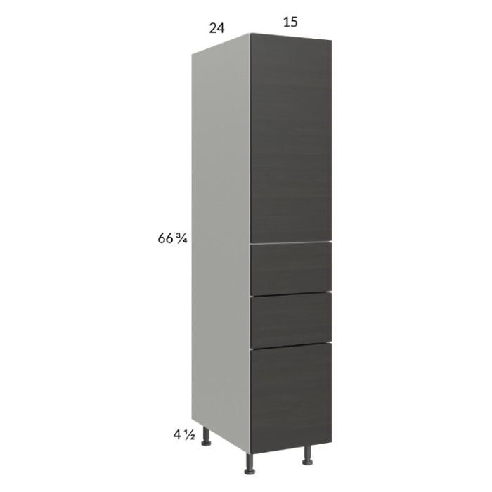 RTA Euro Cafe 15" x 71-1/4" Utility Cabinet with 1 Door, 3 Drawers, and 2 Finished End Panels