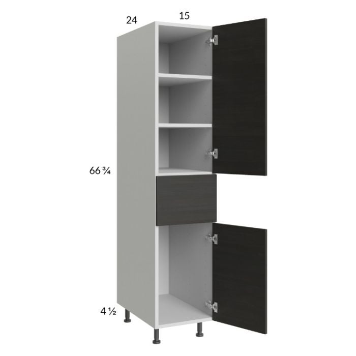 RTA Euro Cafe 15" x 71-1/4" Utility Cabinet with 2 Doors, 1 Drawer, and 1 Finished End Panel