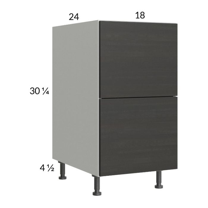 RTA Euro Cafe 18" 2-Drawer Base Cabinet with 1 Inner Drawer and 1 Finished End Panel