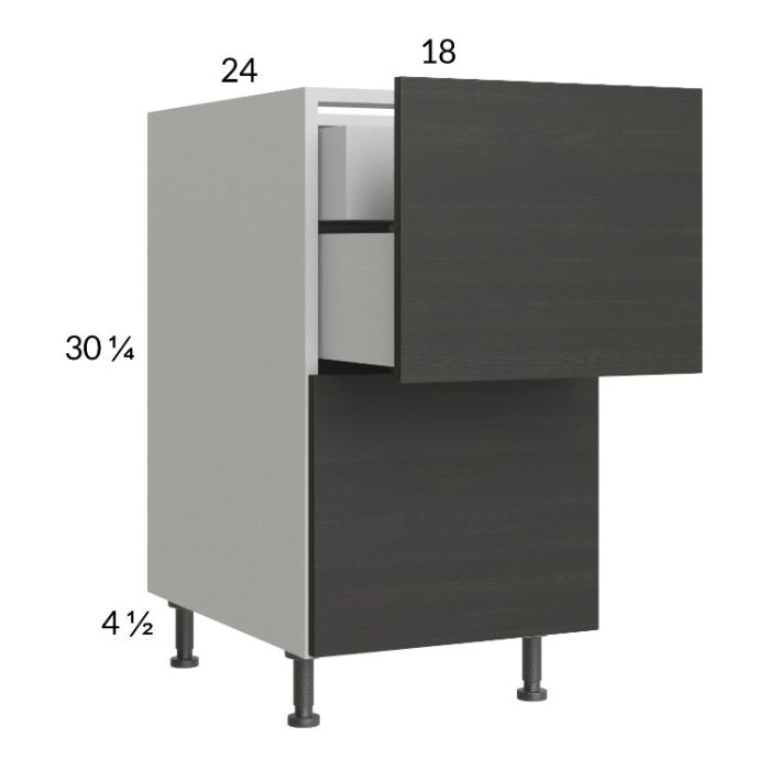 RTA Euro Cafe 18" 2-Drawer Base Cabinet with 1 Inner Drawer