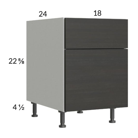RTA Euro Cafe 18" 2-Drawer Desk Base Cabinet with 1 Finished End Panel