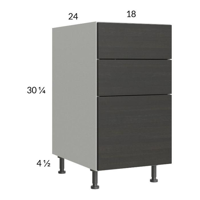 RTA Euro Cafe 18" 3-Drawer Base Cabinet